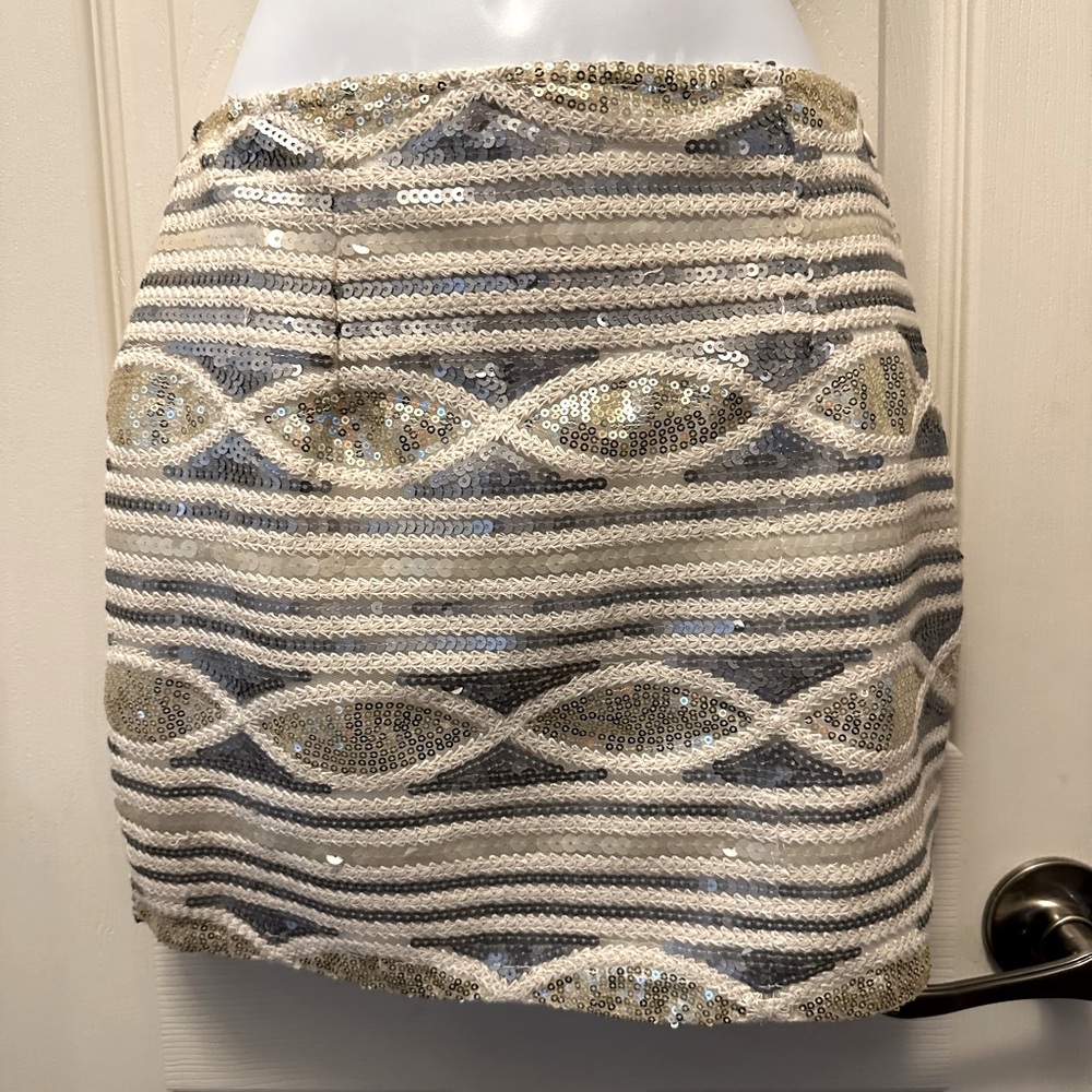 Sequined silver and gold Tobi mini skirt.
